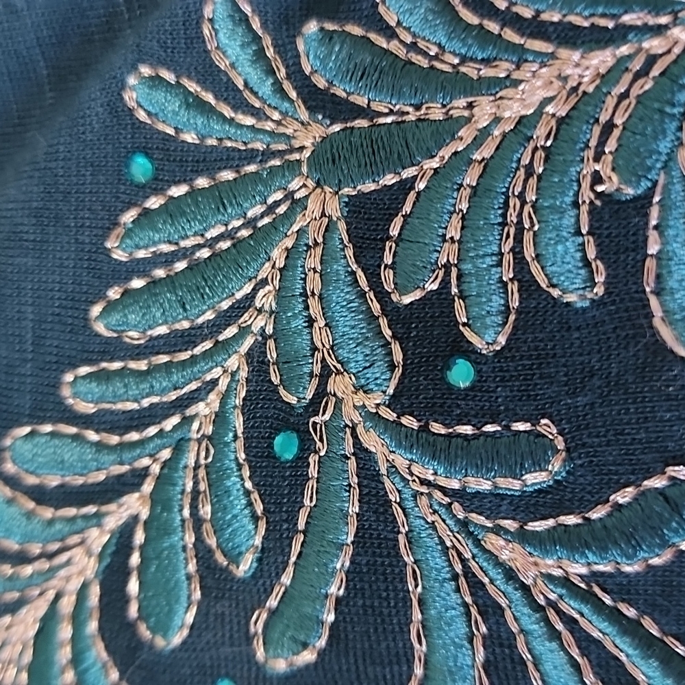 New Dark Teal Embroidered Shirt - Medium - Picture 5 of 8